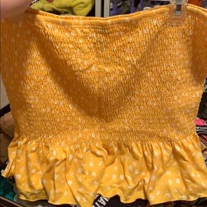 Yellow strapless top